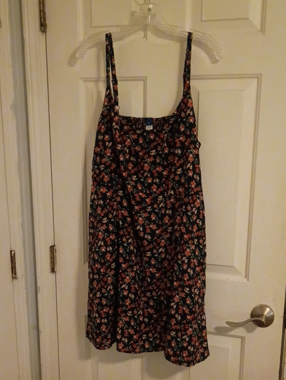 Old Navy Black Mini Dress with Coral and Light Blue Floral Print